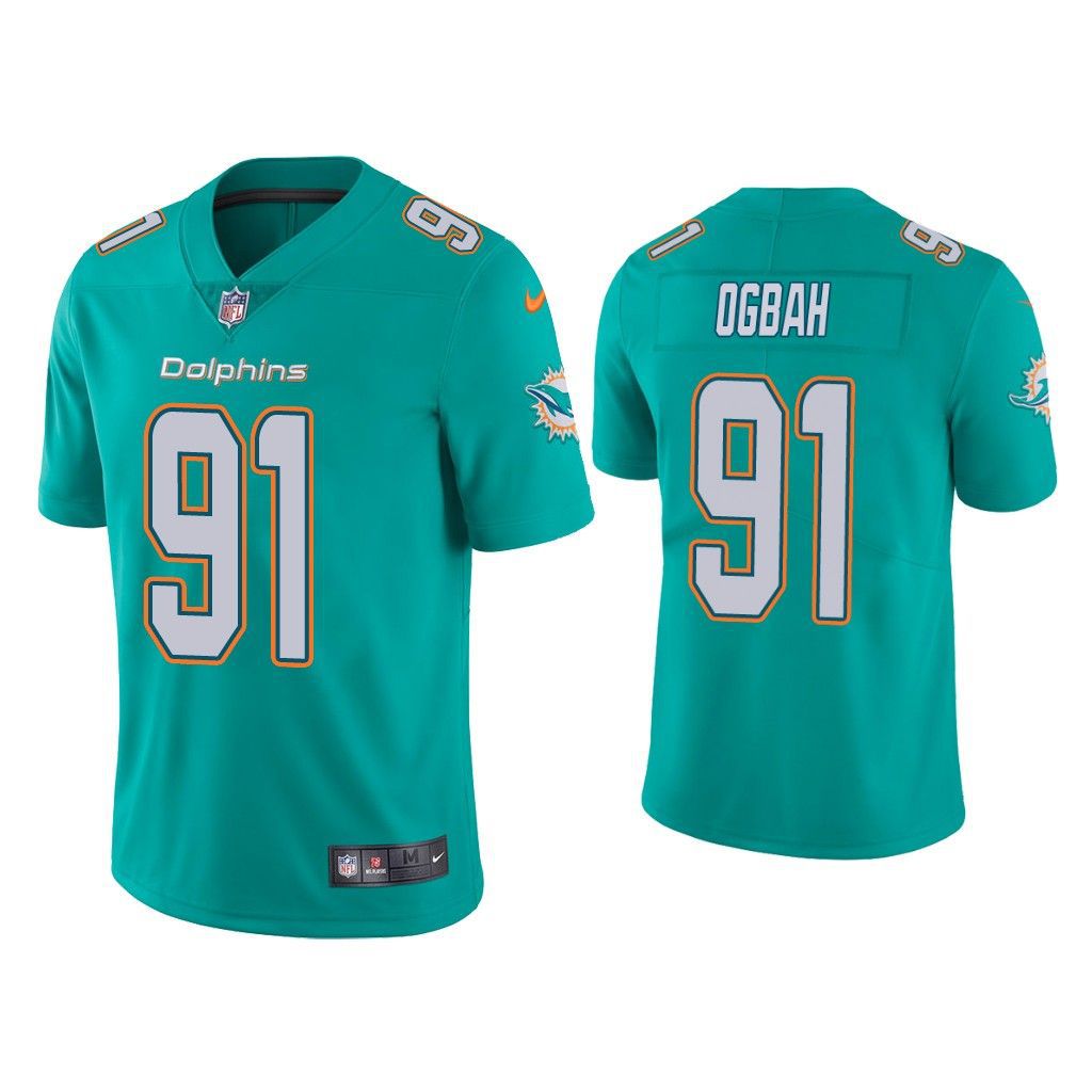 Men Miami Dolphins 91 Emmanuel Ogbah Nike Green Vapor Limited NFL Jersey